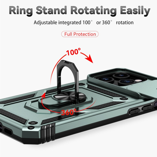 iPhone 15 Pro Max Sliding Camshield Holder Phone Case - Dark Green